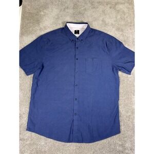 Visive Mens Blue Short Sleeve Button Down Shirt 2XL Cotton Blend Pocket Collar